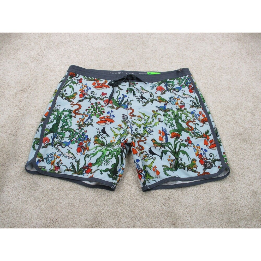 ROARK Board Shorts Mens 38 Multicolor Mushroom Print Chiller Logo Swim Trunks